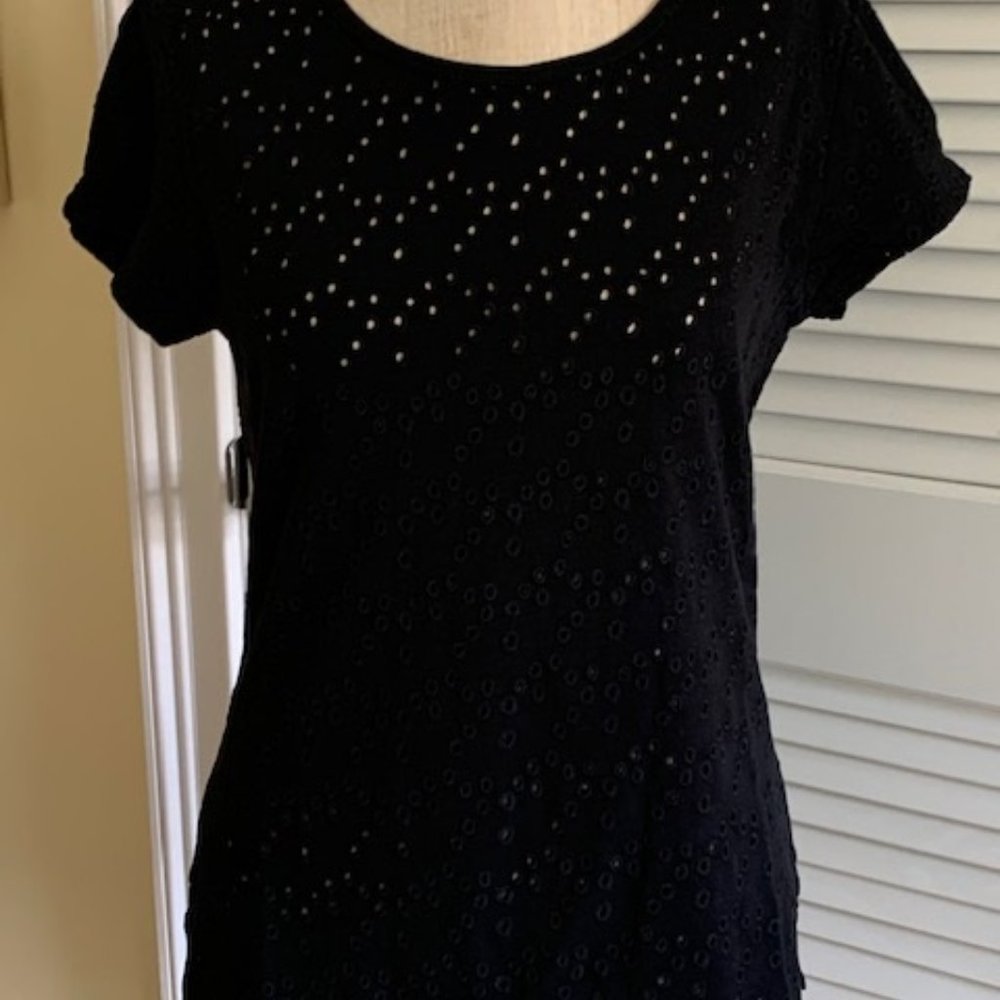 Sundance Catalog black  eyelet tee shirt